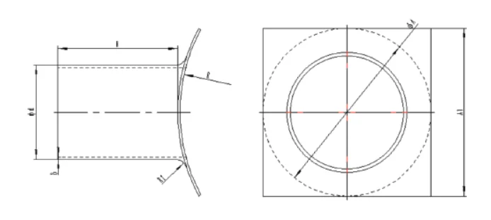 Wet-Molded Flange Tubes technical drawing